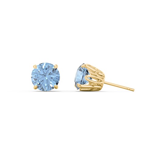 1 Carat Solitaire Stud Earrings – 9kt Yellow Gold with Blue Topaz