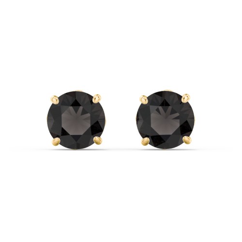 1 Carat Solitaire Stud Earrings – 9kt Yellow Gold with Smokey Quartz
