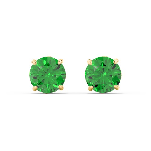 1 Carat Solitaire Stud Earrings – 9kt Yellow Gold with Emerald