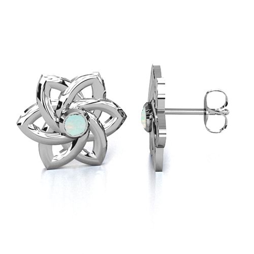 Celtic Star Earrings – Sterling Silver with Opal