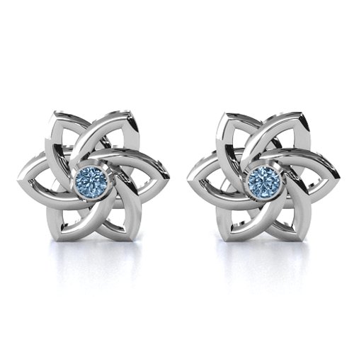 Celtic Star Earrings – Sterling Silver with Aquamarine