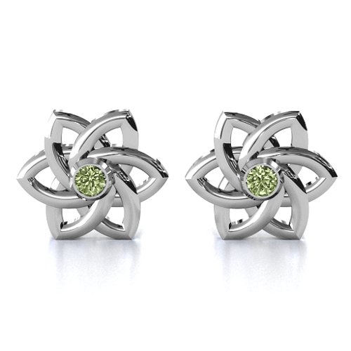 Celtic Star Earrings – Sterling Silver with Peridot