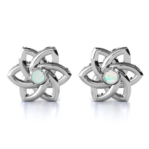 Celtic Star Earrings – Sterling Silver with Opal