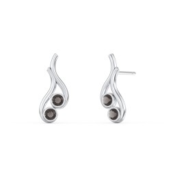 Multi Stone Raindrop Earrings in 925 Sterling Silver with Smokey Quartz and Blue Topaz