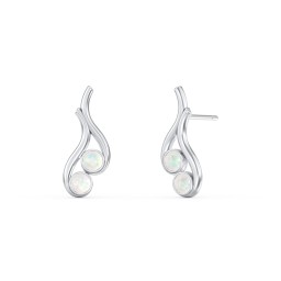 Multi Stone Raindrop Earrings in 925 Sterling Silver with Opal and Blue Topaz