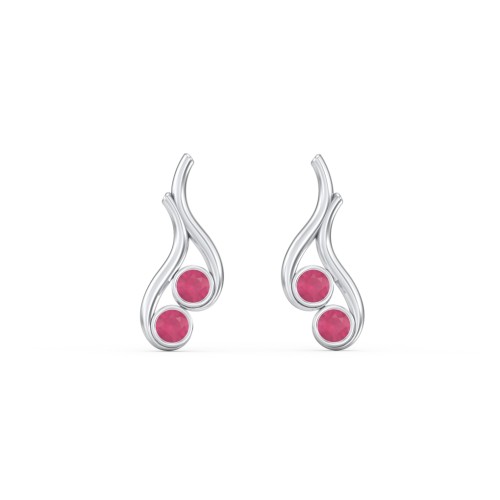 Multi Stone Raindrop Earrings – Sterling Silver with Ruby