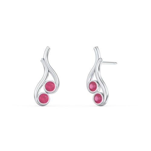Multi Stone Raindrop Earrings – Sterling Silver with Ruby