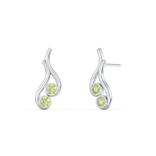 Multi Stone Raindrop Earrings – Sterling Silver with Peridot