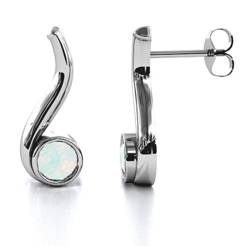 Swirl Drop Earrings – Sterling Silver with Opal
