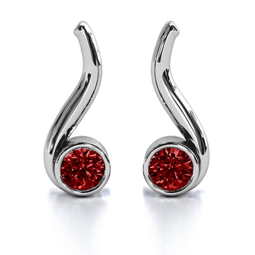 Swirl Drop Earrings – Sterling Silver with Garnet