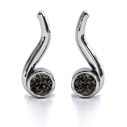 Swirl Drop Earrings – Sterling Silver with Smokey Quartz