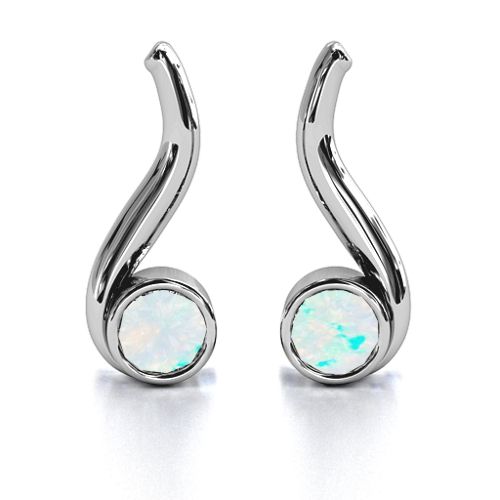 Swirl Drop Earrings – Sterling Silver with Opal