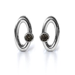 Orbital Stud Earrings in 925 Sterling Silver with Smokey Quartz