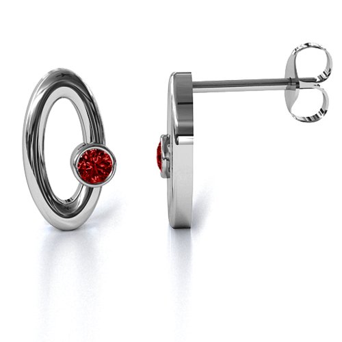 Orbital Stud Earrings – Sterling Silver with Garnet
