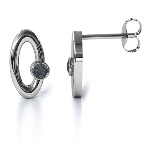 Orbital Stud Earrings – Sterling Silver with Alexandrite