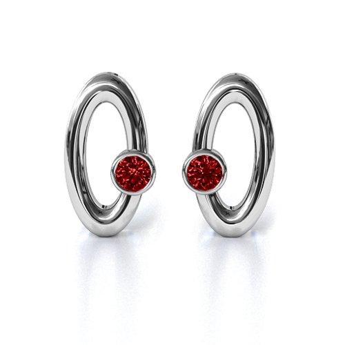 Orbital Stud Earrings – Sterling Silver with Garnet