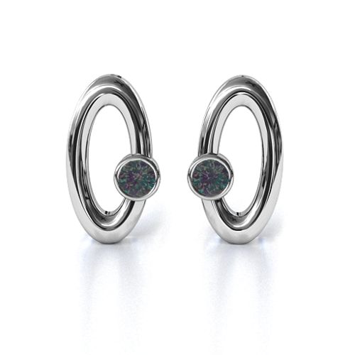 Orbital Stud Earrings – Sterling Silver with Alexandrite
