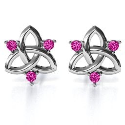 Triple Stone Celtic Knot Earrings