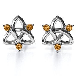 Triple Stone Celtic Knot Earrings