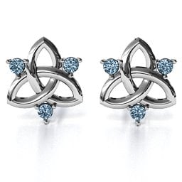 Triple Stone Celtic Knot Earrings
