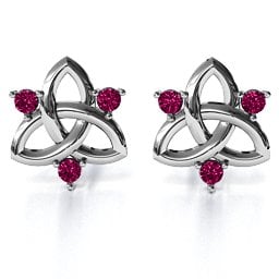 Triple Stone Celtic Knot Earrings
