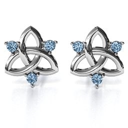 Triple Stone Celtic Knot Earrings