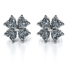 Multi Stone Four Heart Clover Earrings