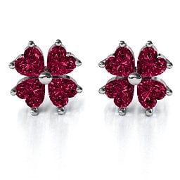 Multi Stone Four Heart Clover Earrings