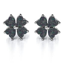 Multi Stone Four Heart Clover Earrings