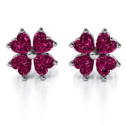 Multi Stone Four Heart Clover Earrings