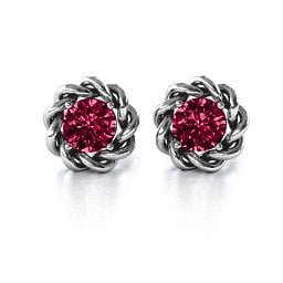 Twisted Stud Solitaire Earrings