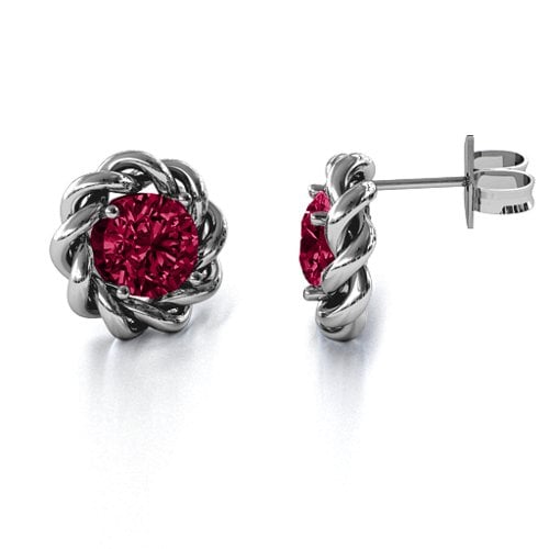 Twisted Stud Solitaire Earrings
