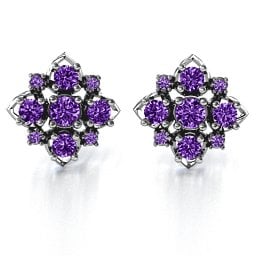 Glittering Multi Stone Earrings in 925 Sterling Silver