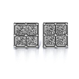 Vintage Princess Cut Stud Earrings