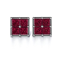 Vintage Princess Cut Stud Earrings