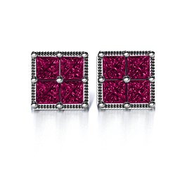 Vintage Princess Cut Stud Earrings