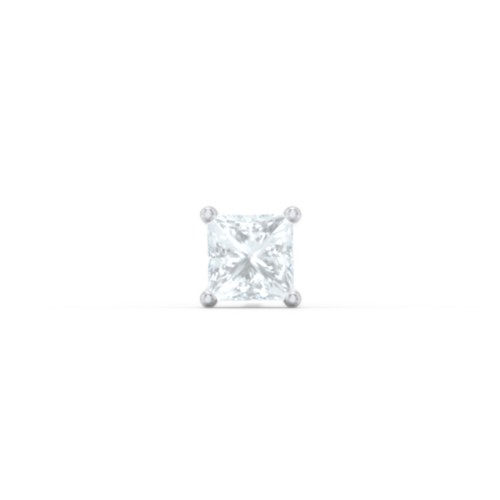 Princess Cut Birthstone Single Stud – Sterling Silver with Aquamarine