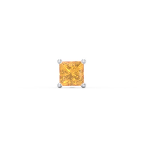 Princess Cut Birthstone Single Stud – Sterling Silver with Citrine