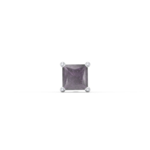 Princess Cut Birthstone Single Stud – Sterling Silver with Alexandrite