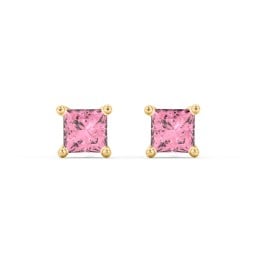Princess Cut Birthstone Stud Earrings