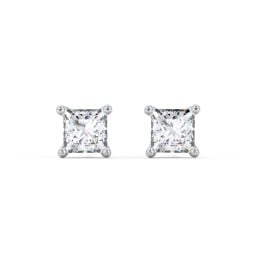 Princess Cut Birthstone Stud Earrings