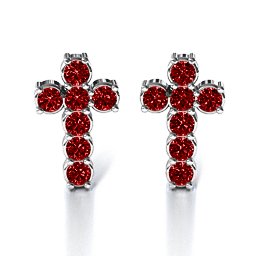 "I Believe" Cross Earrings in 925 Sterling Silver with Garnet