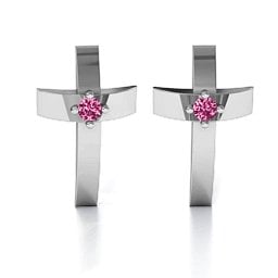 Classic Cross Earrings With Gemstone