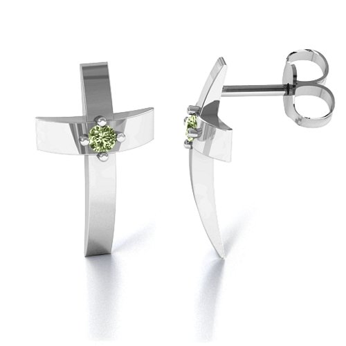 Classic Cross Earrings With Gemstone