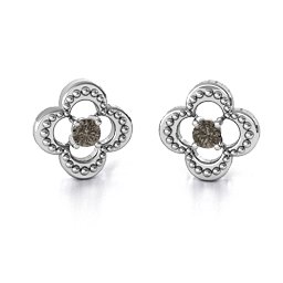 Shimmering Clover Earrings in 925 Sterling Silver with Smokey Quartz