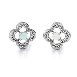 Shimmering Clover Earrings in 925 Sterling Silver with Opal