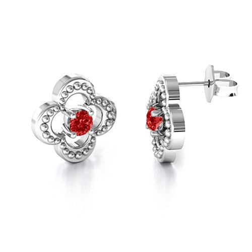 Shimmering Clover Earrings – Sterling Silver with Garnet