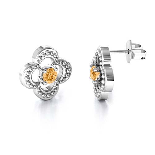 Shimmering Clover Earrings – Sterling Silver with Citrine