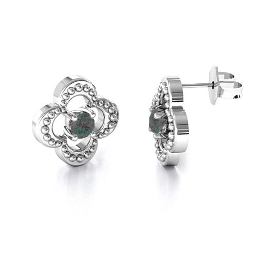 Shimmering Clover Earrings – Sterling Silver with Alexandrite