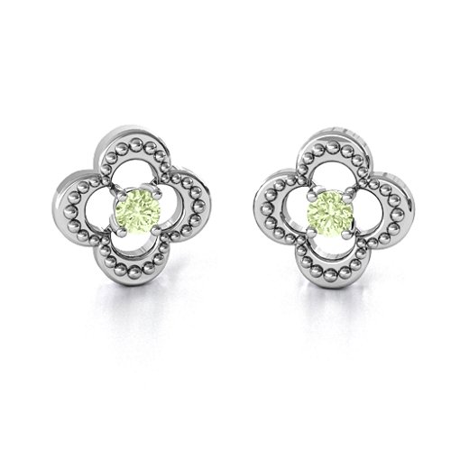 Shimmering Clover Earrings – Sterling Silver with Peridot